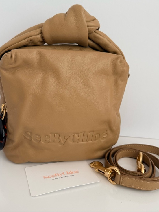 See By Chloe Handbags - See By Chloe Tan Knotted-Handle Leather Crossbody Bag